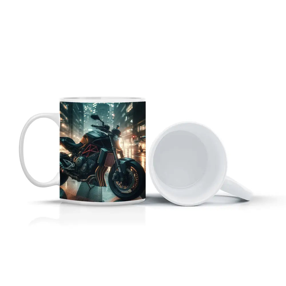 Dark Naked Bike Motorcycle Rainy City Night – Mugs