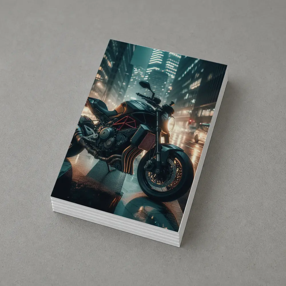 Dark Naked Bike Motorcycle Rainy City Night – Postcards