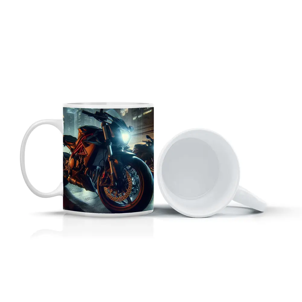 Orange KTM Naked Bike Rainy City Night – Mugs
