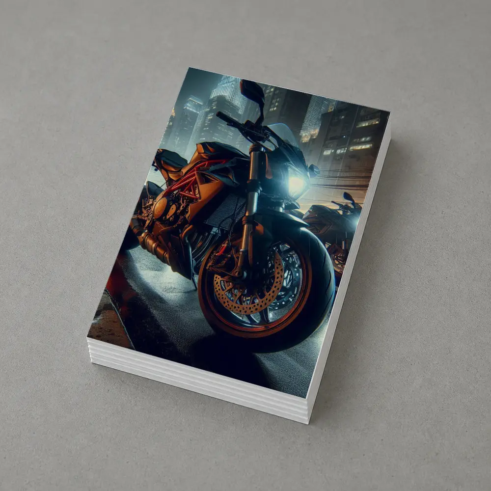 Orange KTM Naked Bike Rainy City Night – Postcards