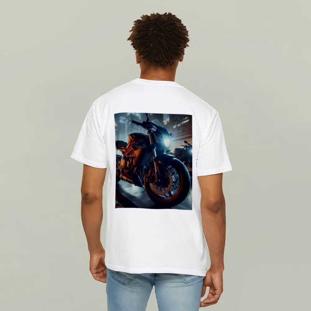 Orange KTM Naked Bike Rainy City Night – T-Shirts