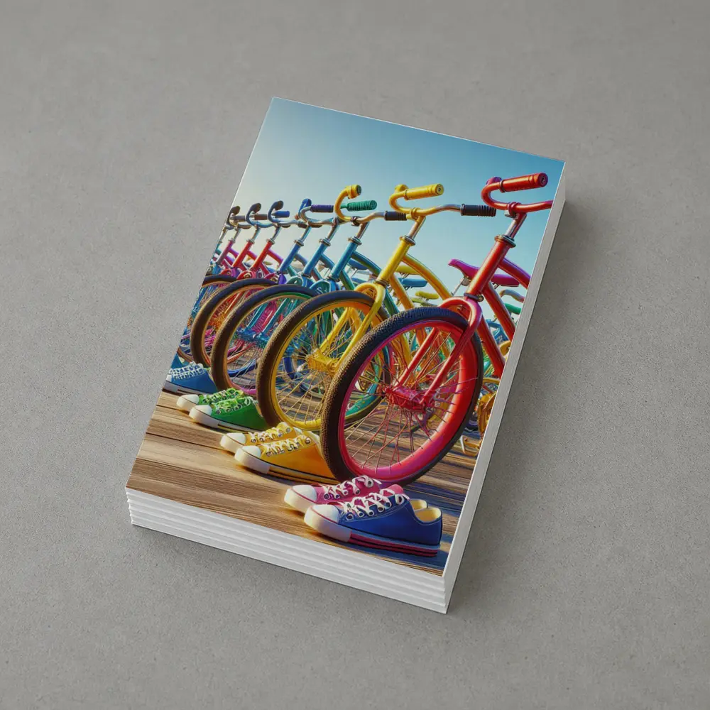 Colorful Bicycles and Sneakers on Boardwalk – Postcards