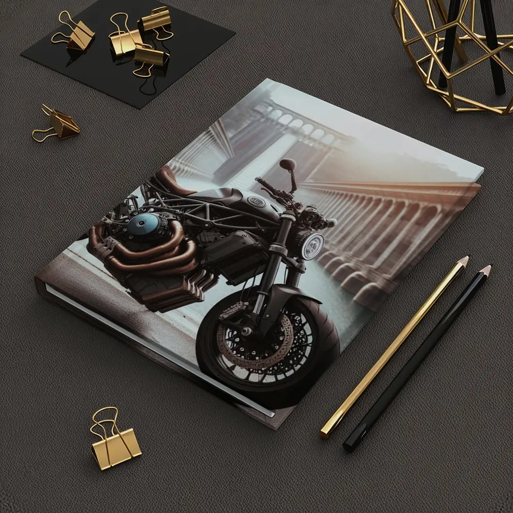 Dark Naked Streetfighter Motorcycle Near Concrete Dam – Notebooks