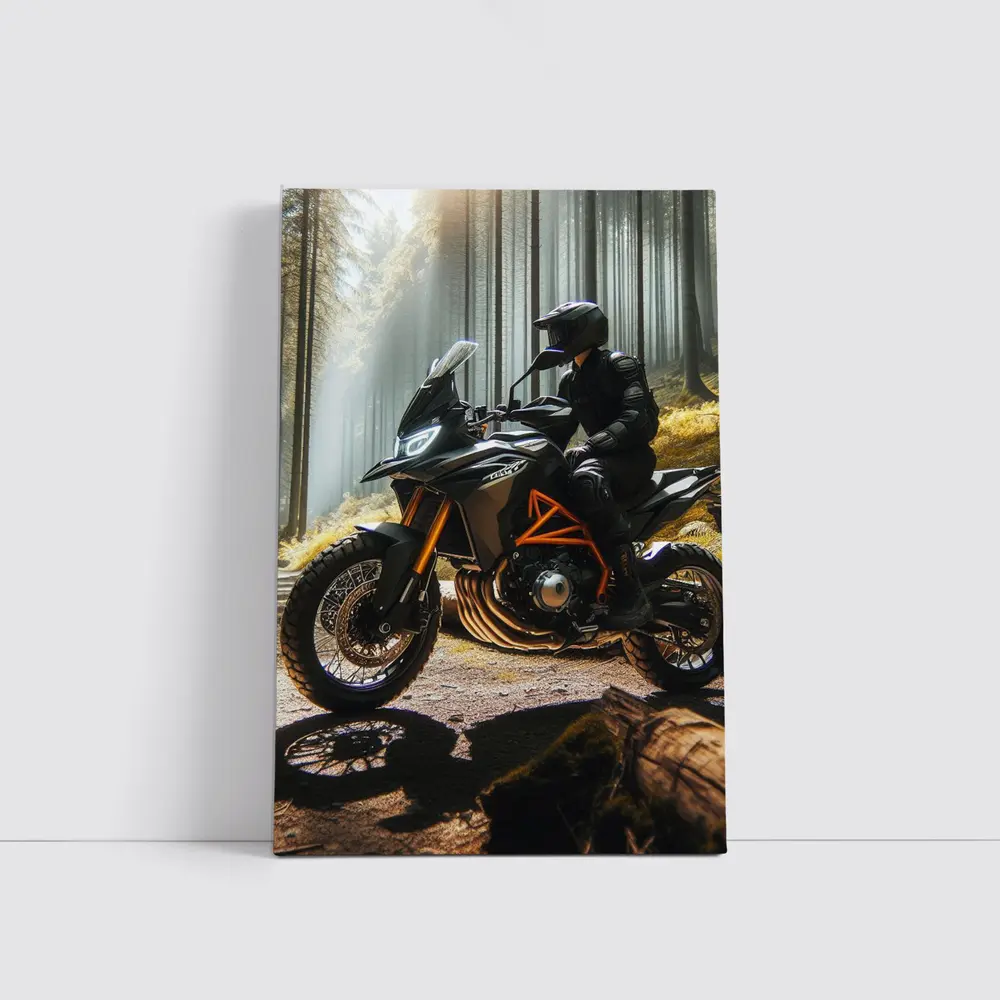 KTM Adventure Motorcycle Rider Forest Light – Wall Art