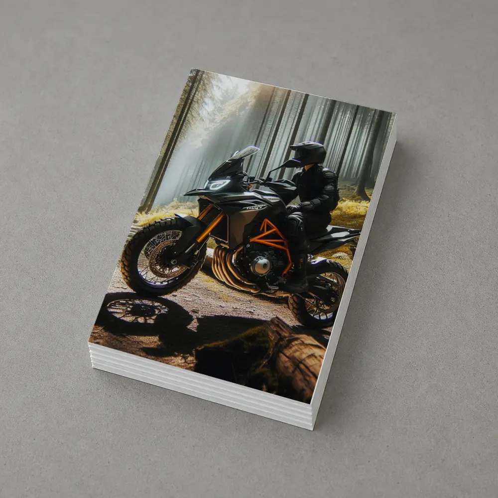 KTM Adventure Motorcycle Rider Forest Light – Postcards