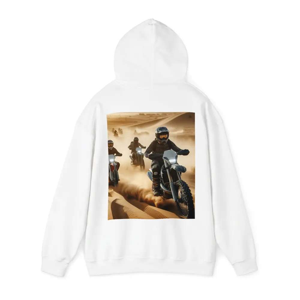 Dirt Bikes Racing Through Sandy Desert Dunes – Hoodies