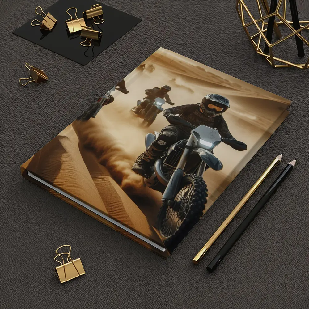 Dirt Bikes Racing Through Sandy Desert Dunes – Notebooks