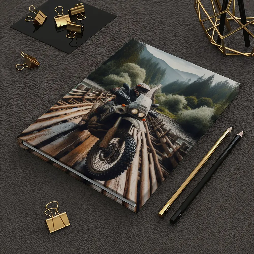 Adventure Dual Sport Bike Wooden Bridge Forest – Notebooks