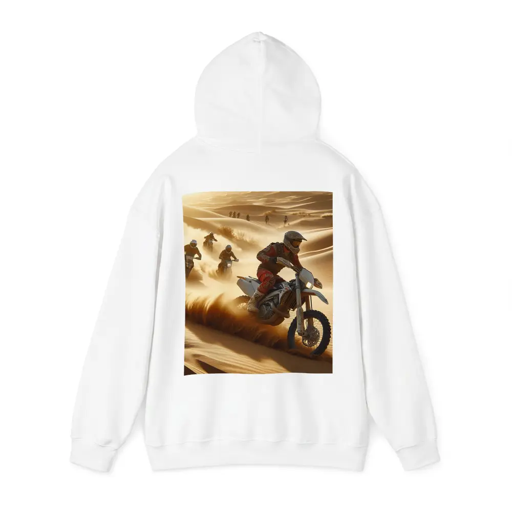 Motocross Riders Racing Through Desert Sand Dunes – Hoodies