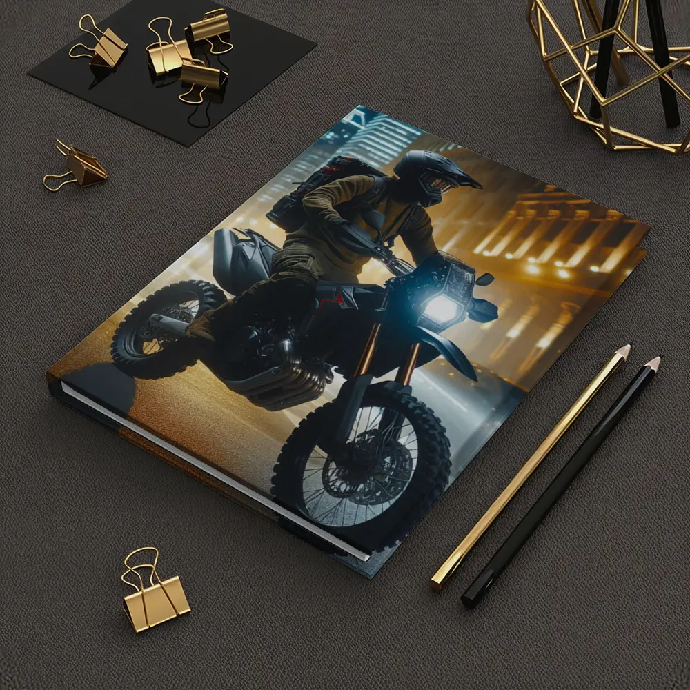 Adventure Motorcycle Rider City Night Streets – Notebooks