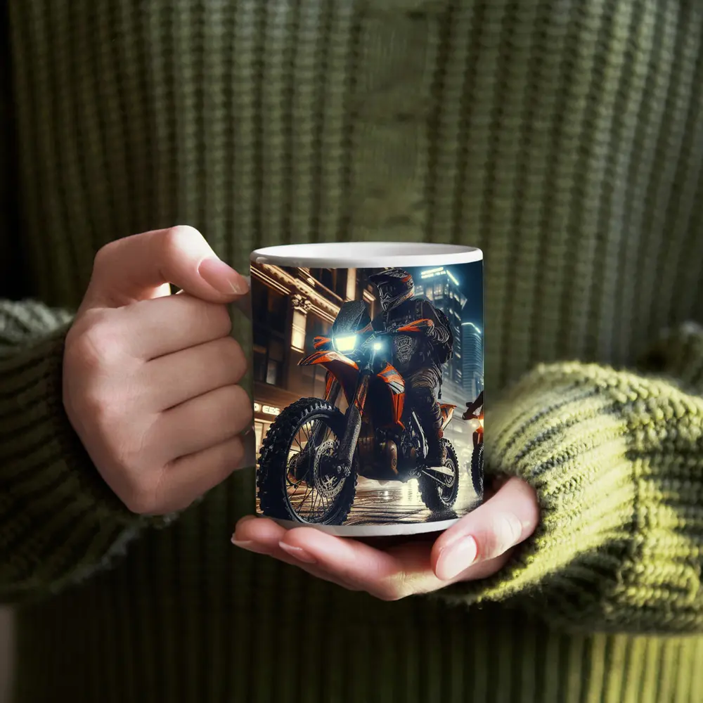Dirt Bike Rider Night City Street – Mugs