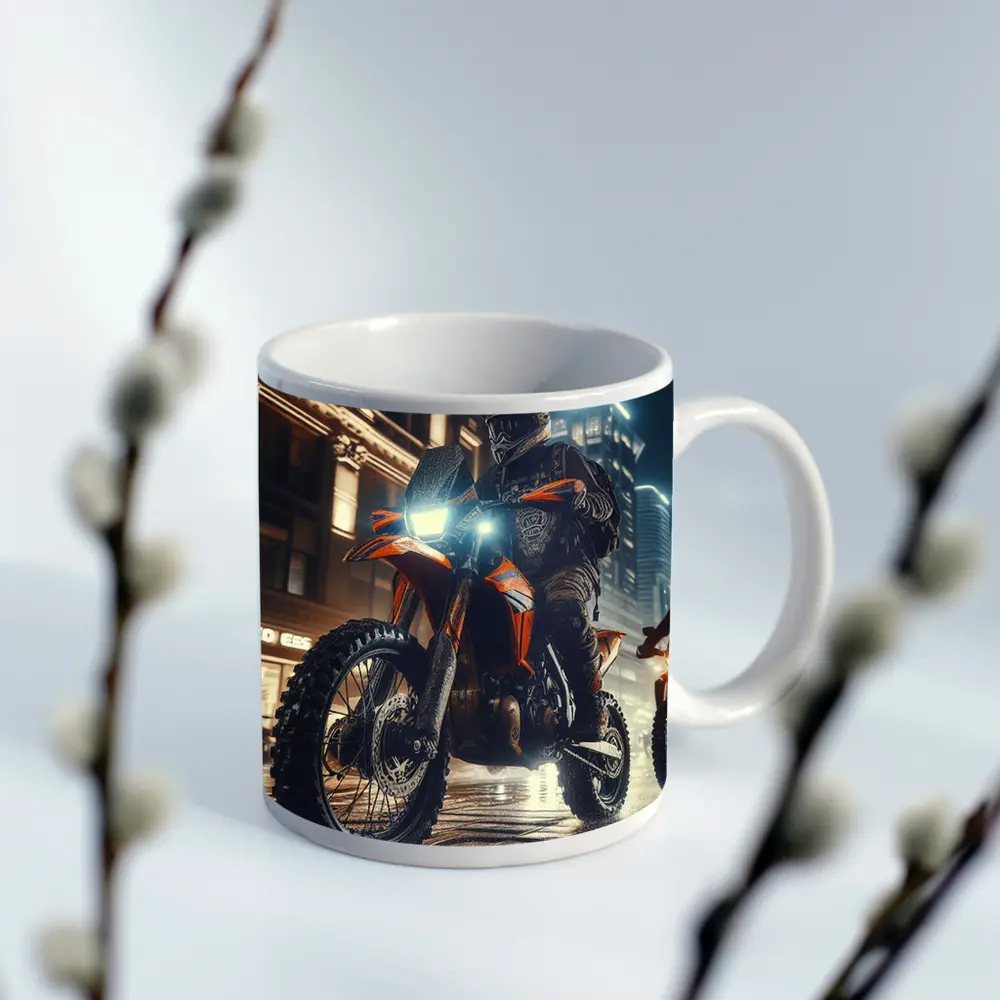 Dirt Bike Rider Night City Street – Mugs