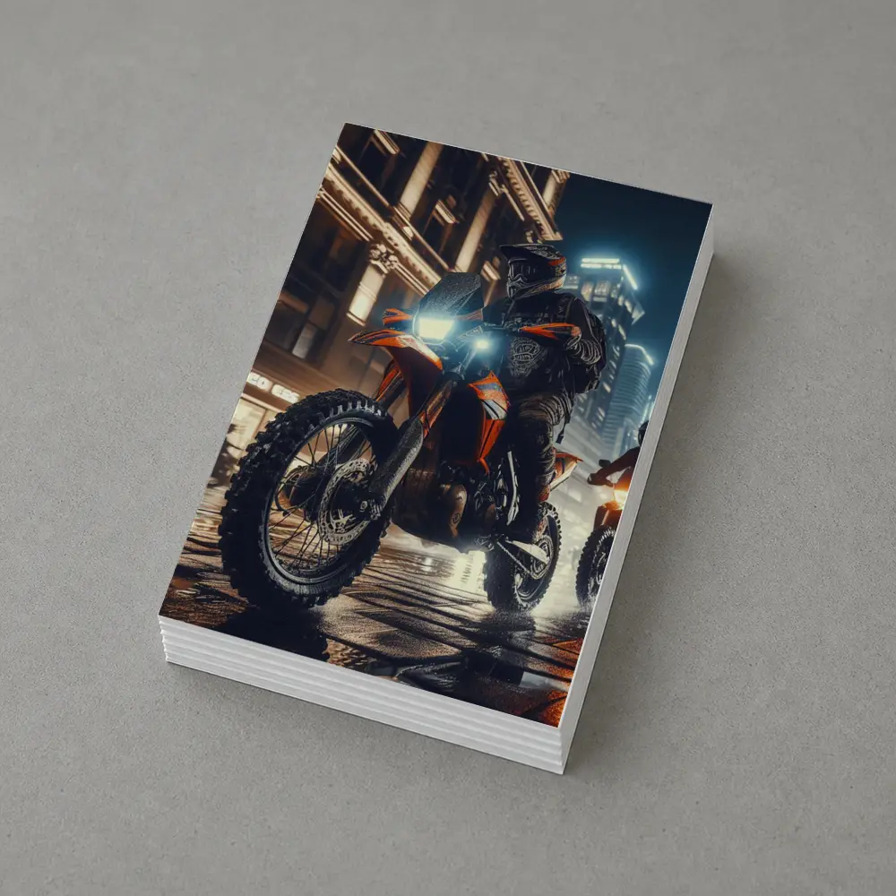 Dirt Bike Rider Night City Street – Postcards