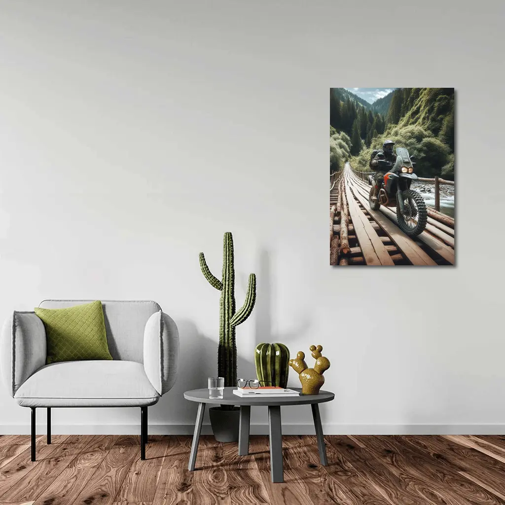 Adventure Dual Sport Bike Mountain Forest Bridge – Wall Art