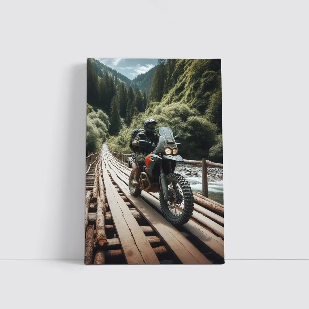 Adventure Dual Sport Bike Mountain Forest Bridge – Wall Art