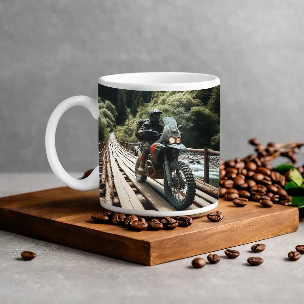 Adventure Dual Sport Bike Mountain Forest Bridge – Mugs