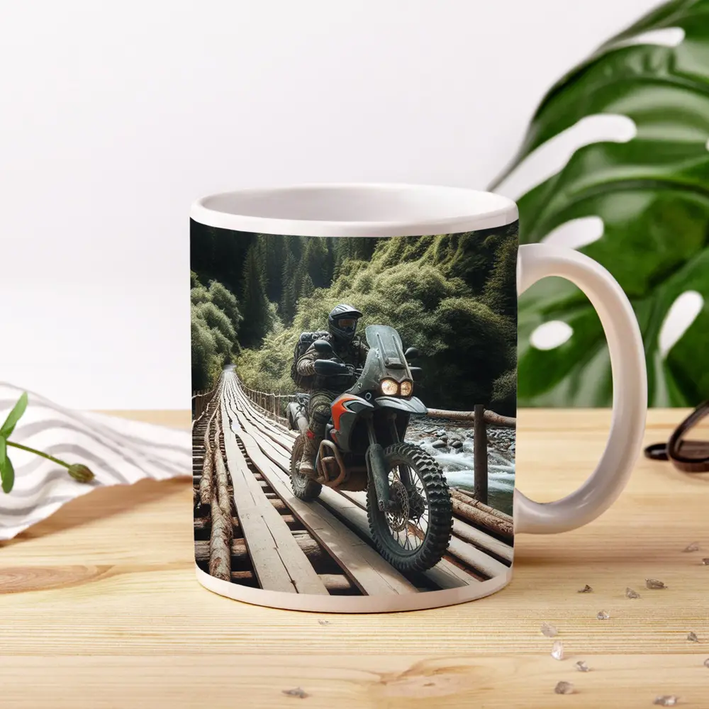 Adventure Dual Sport Bike Mountain Forest Bridge – Mugs