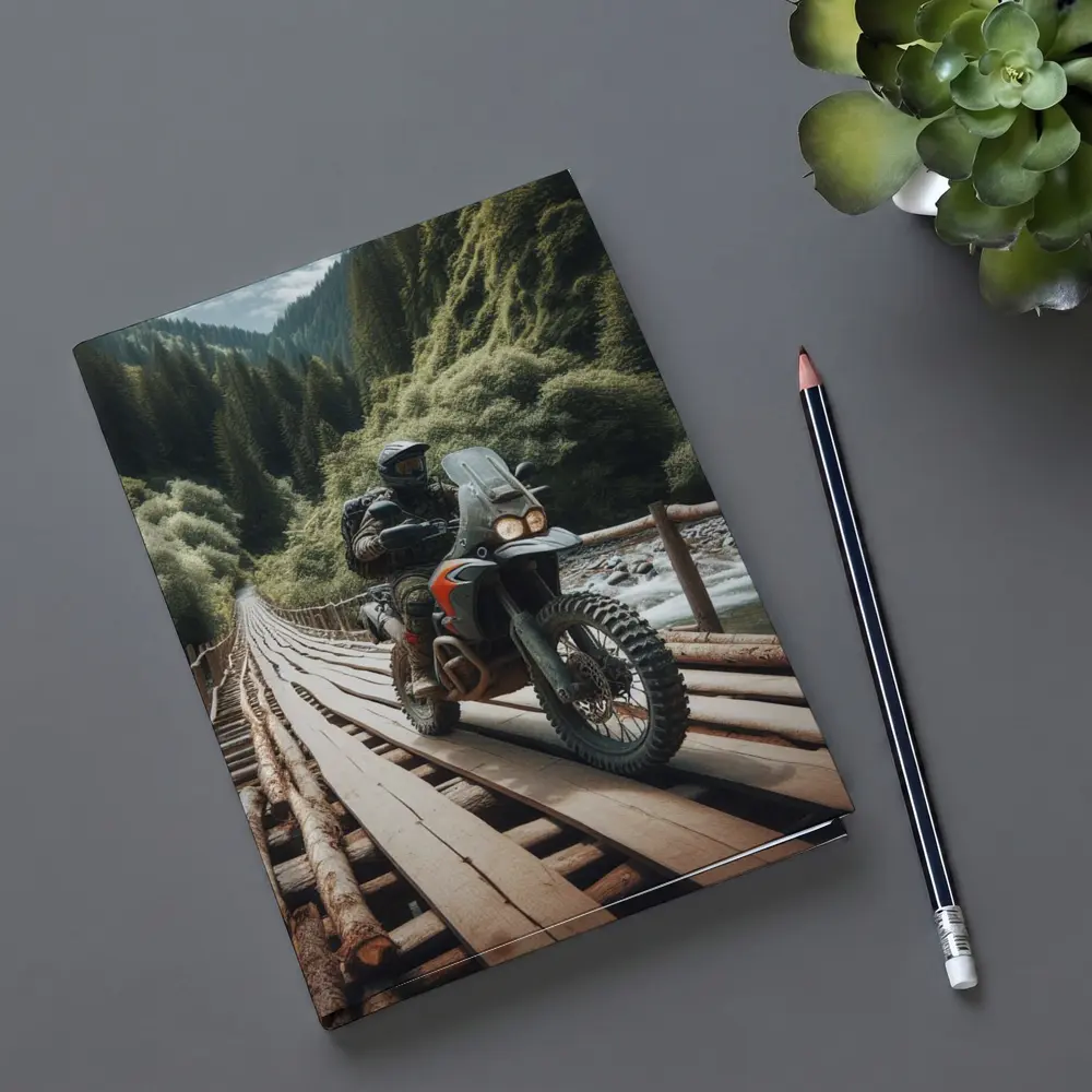 Adventure Dual Sport Bike Mountain Forest Bridge – Notebooks