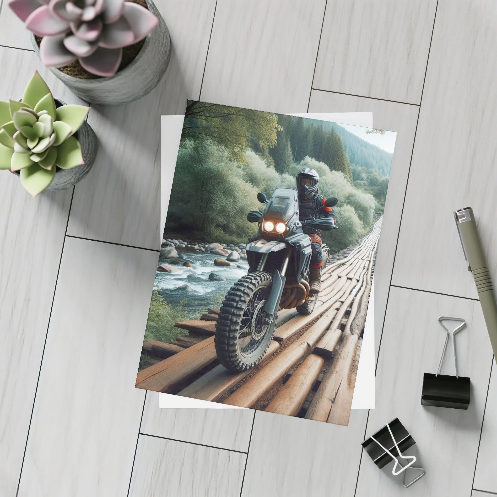 Adventure Dual Sport Bike Forest River Crossing – Postcards