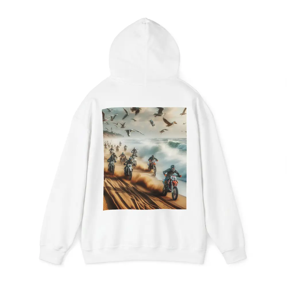 Motocross Riders Racing Along Sandy Beach – Hoodies