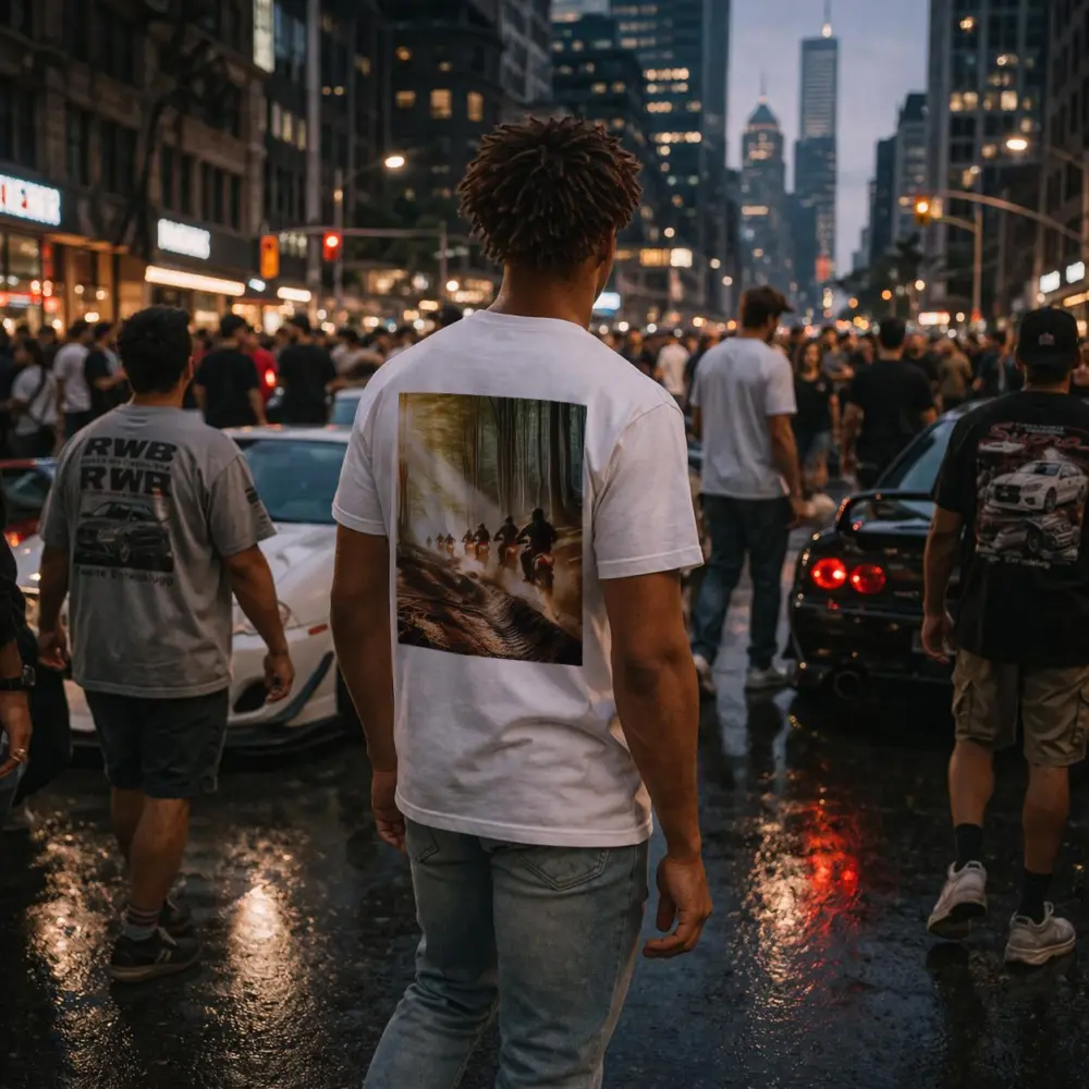 Dirt Bike Riders Racing Through Forest Trail – T-Shirts