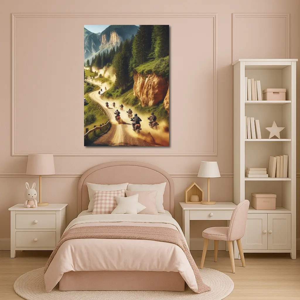 Adventure Motorcycles Riding Dusty Mountain Trail – Wall Art