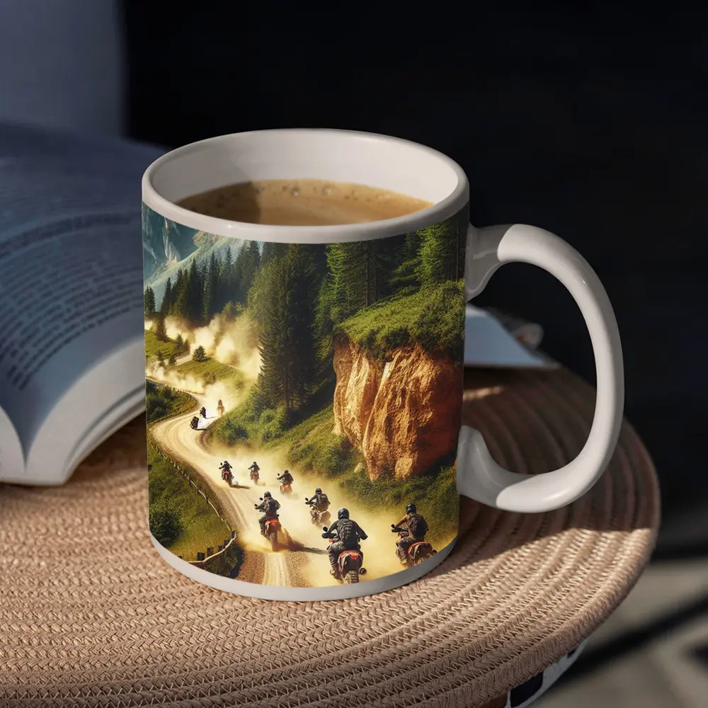 Adventure Motorcycles Riding Dusty Mountain Trail – Mugs