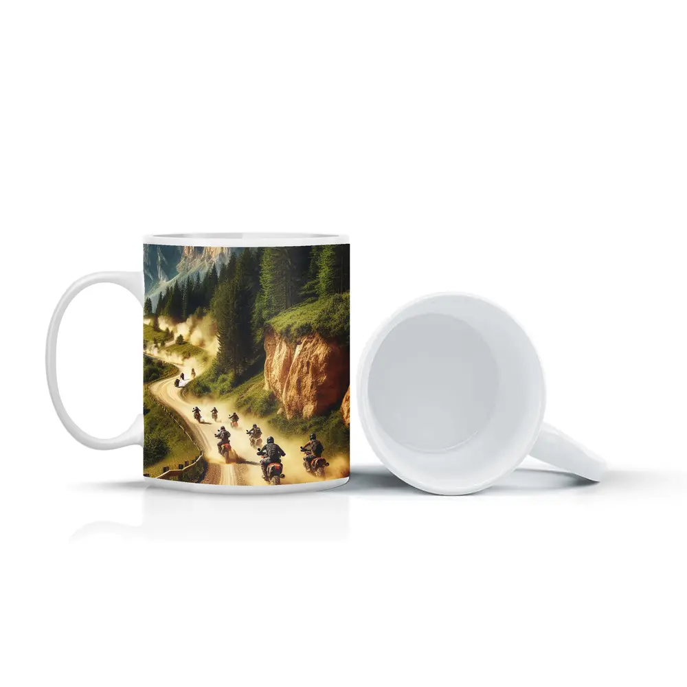 Adventure Motorcycles Riding Dusty Mountain Trail – Mugs