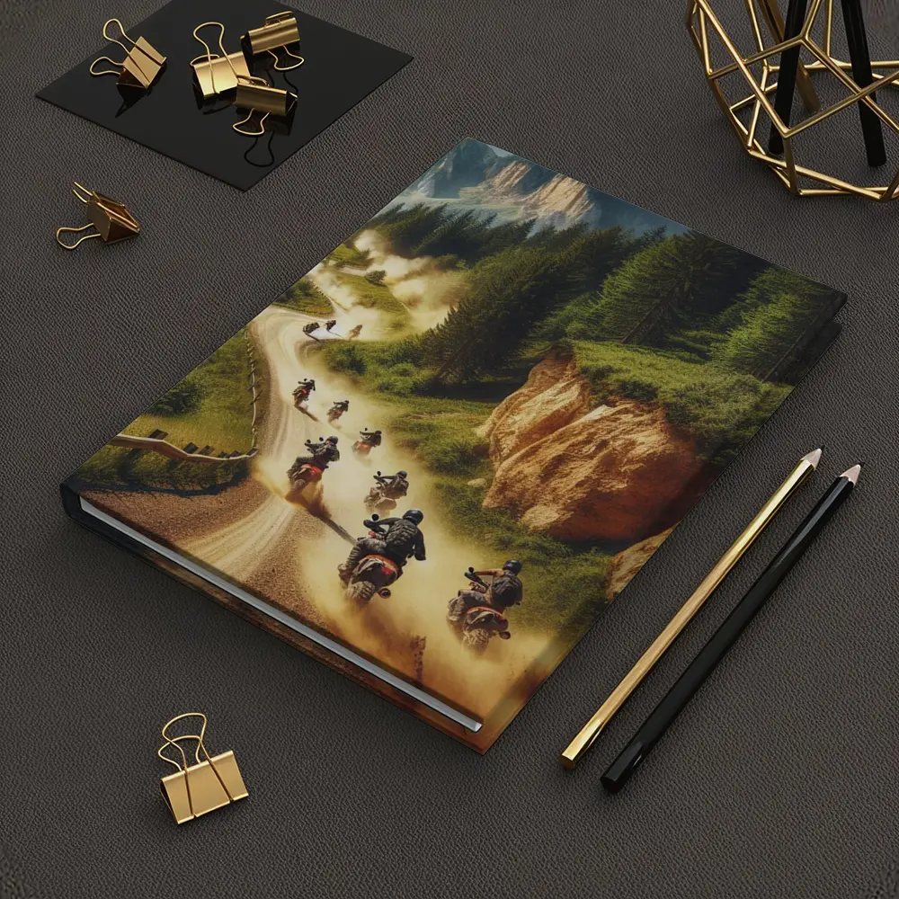 Adventure Motorcycles Riding Dusty Mountain Trail – Notebooks