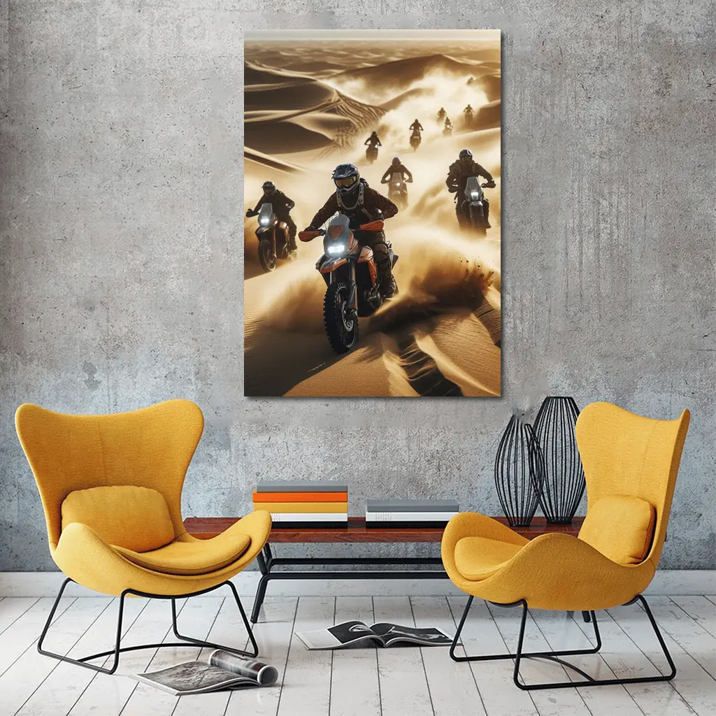 Desert Dune Rally Motorcycles Sand Storm Riders – Wall Art