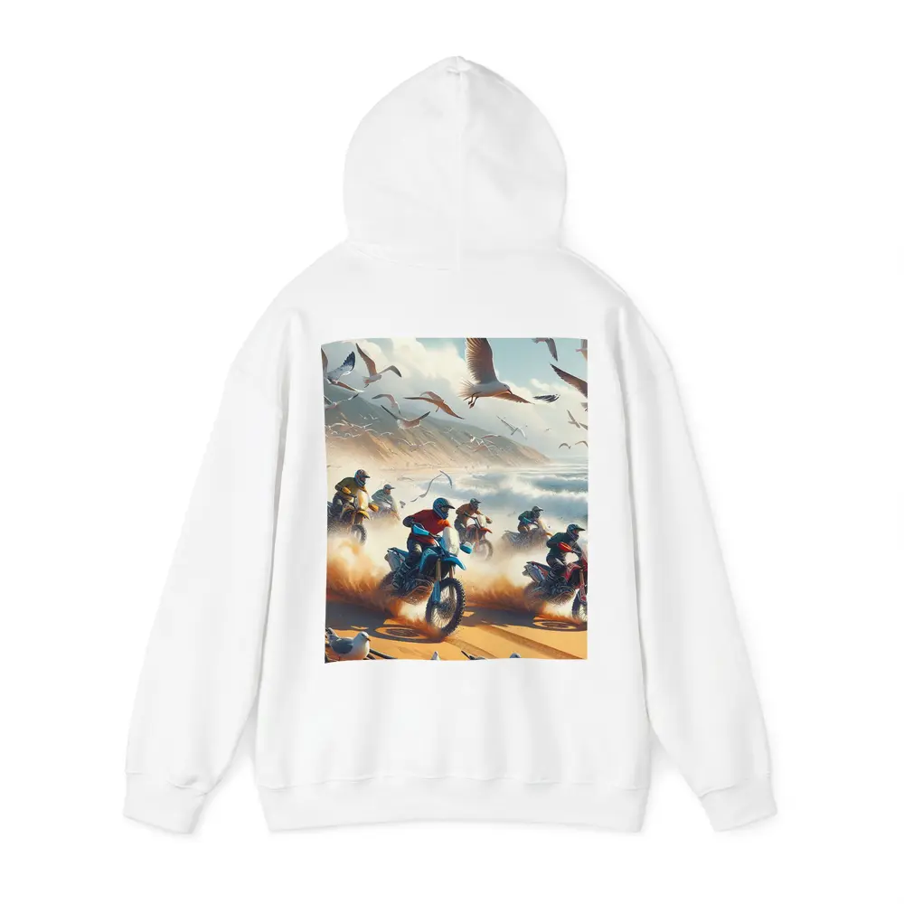 Motocross Riders Racing On Sandy Beach – Hoodies