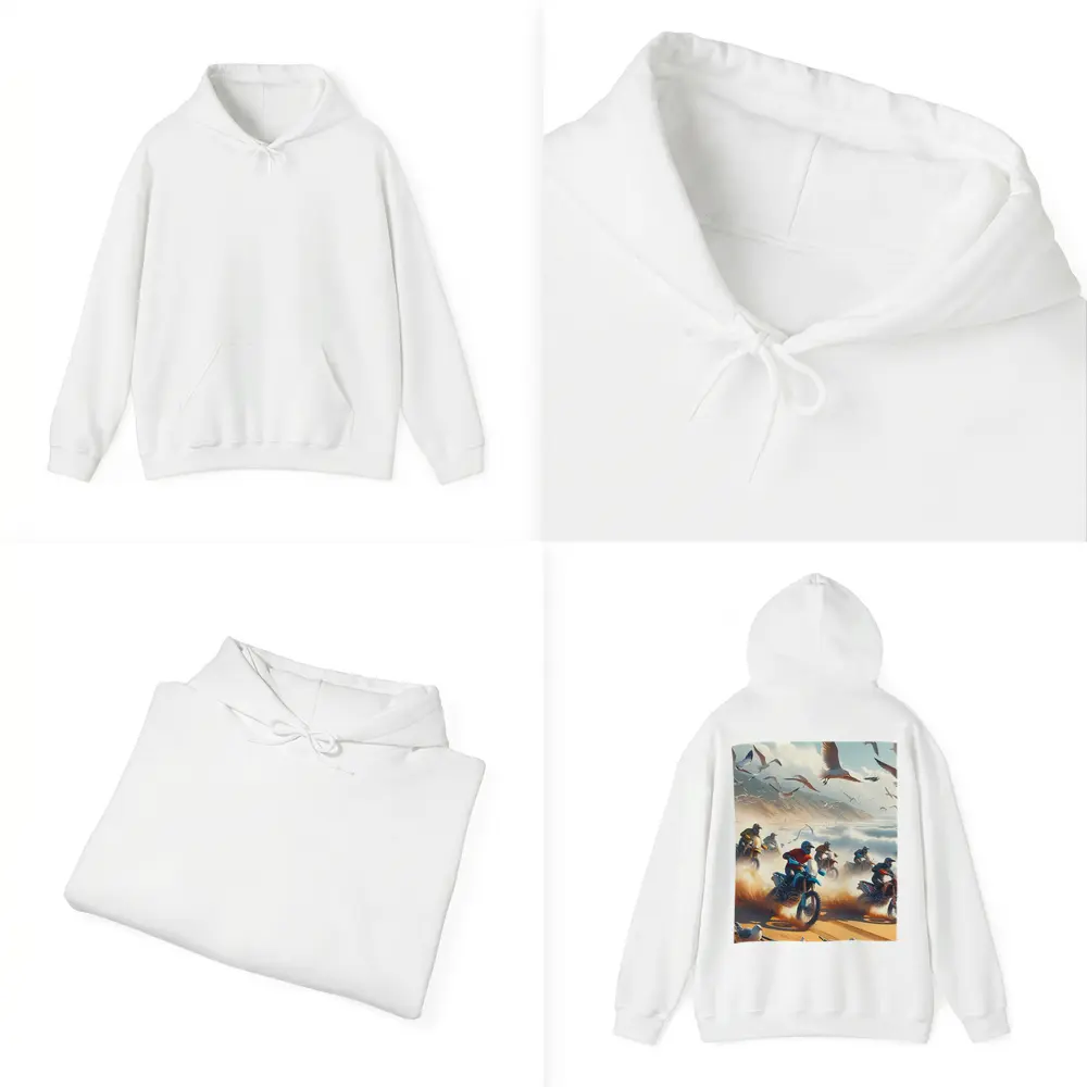 Motocross Riders Racing On Sandy Beach – Hoodies