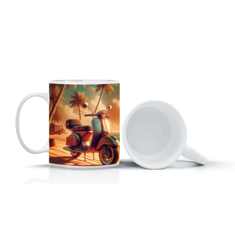 Vintage Scooter Tropical Beach Palm Trees – Mugs
