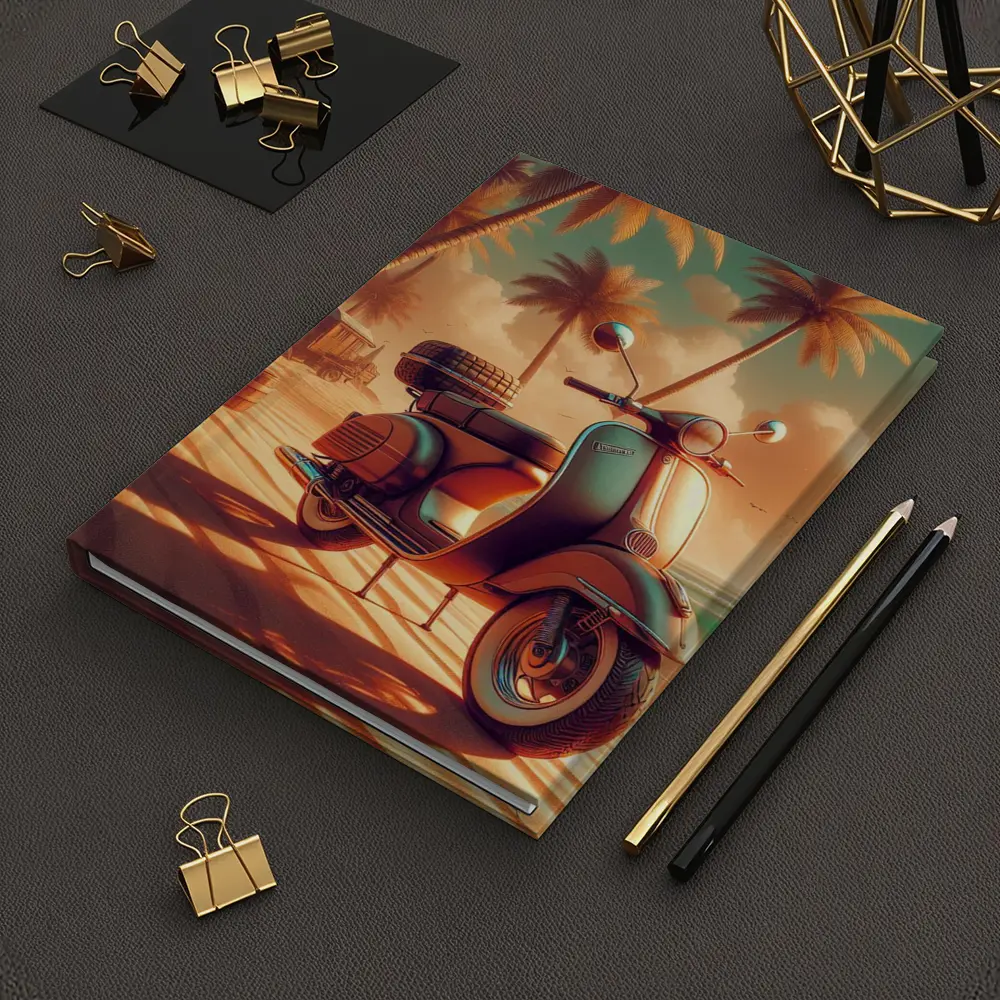 Vintage Scooter Tropical Beach Palm Trees – Notebooks