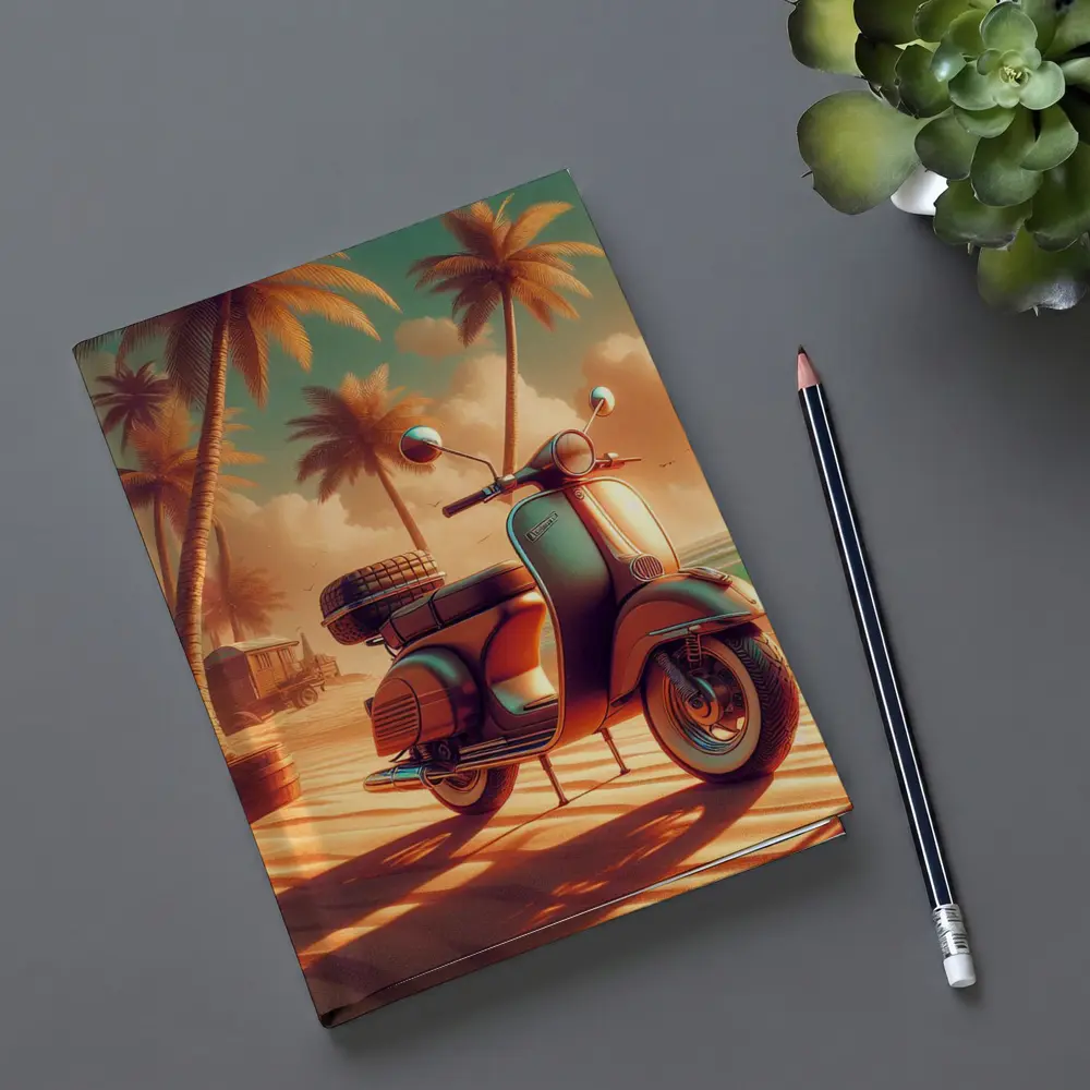 Vintage Scooter Tropical Beach Palm Trees – Notebooks