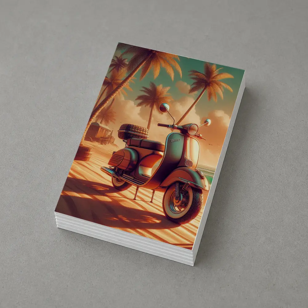 Vintage Scooter Tropical Beach Palm Trees – Postcards