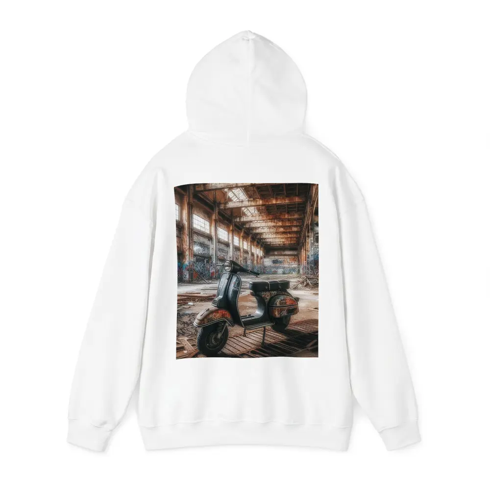 Vintage Vespa Scooter Abandoned Industrial Warehouse – Hoodies