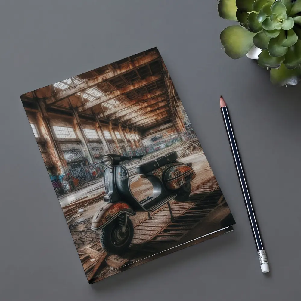 Vintage Vespa Scooter Abandoned Industrial Warehouse – Notebooks
