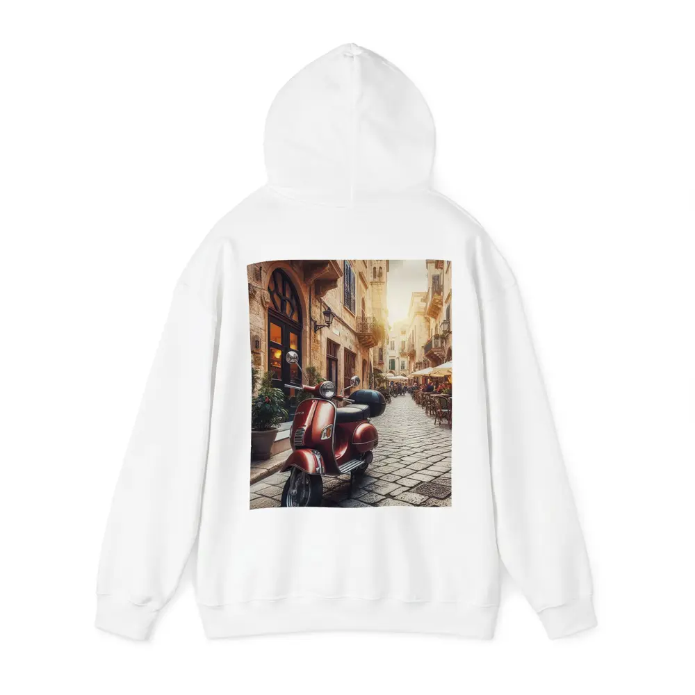 Red Vespa Scooter Italian Cobblestone Street – Hoodies