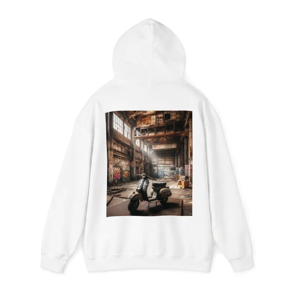 Vintage Scooter Abandoned Industrial Warehouse Graffiti – Hoodies