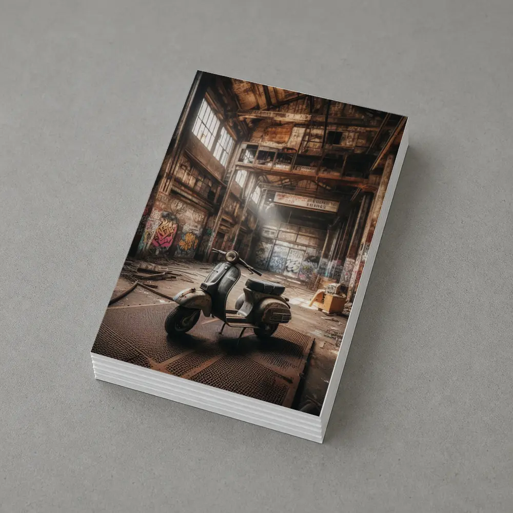 Vintage Scooter Abandoned Industrial Warehouse Graffiti – Postcards
