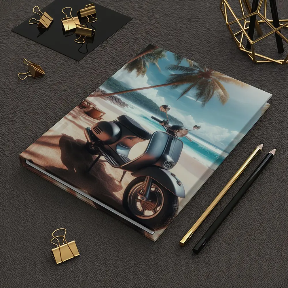 Classic Scooter Parked On Tropical Beach – Notebooks