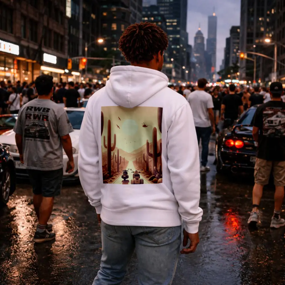 Scooters Desert Road Cactus Sunset Art – Hoodies