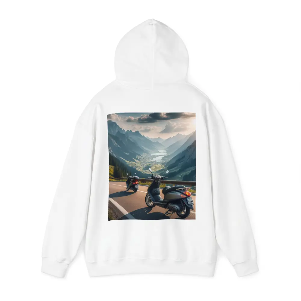 Scooters Parked On Alpine Mountain Road – Hoodies