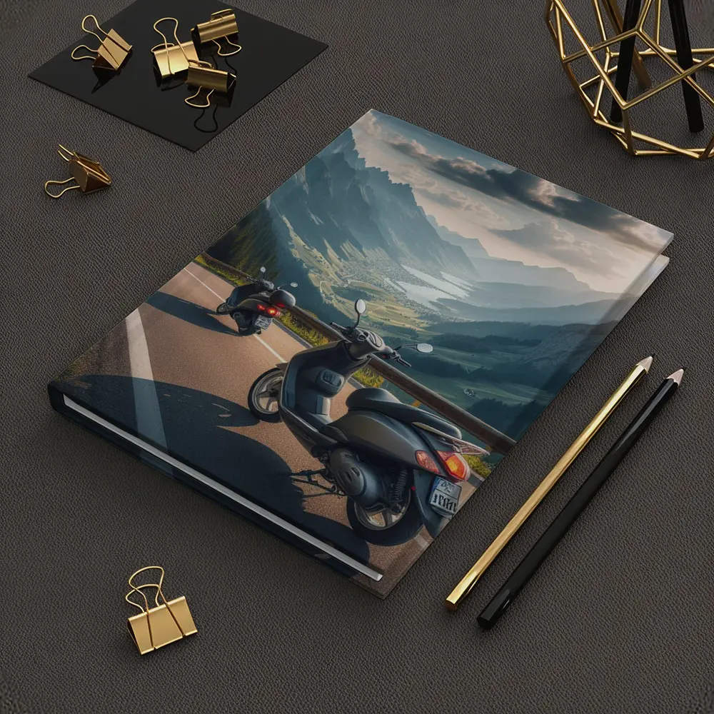 Scooters Parked On Alpine Mountain Road – Notebooks