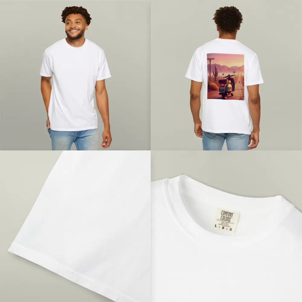 Retro Scooter Desert Road Cactus Sunset – T-Shirts