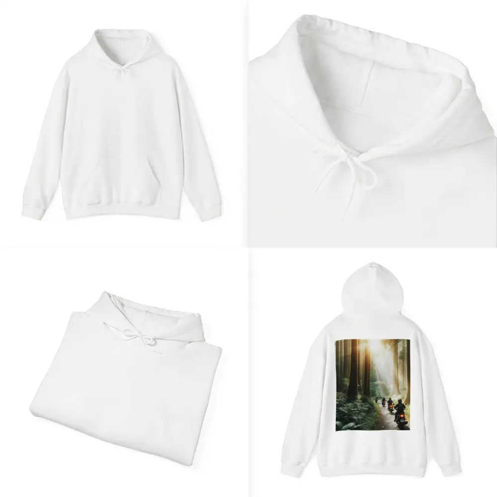 Motorcycles Riding Through Misty Forest Road – Hoodies