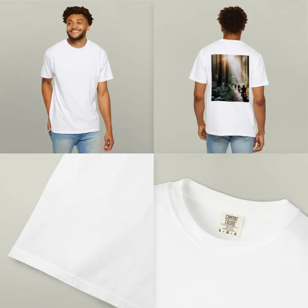 Motorcycles Riding Through Misty Forest Road – T-Shirts