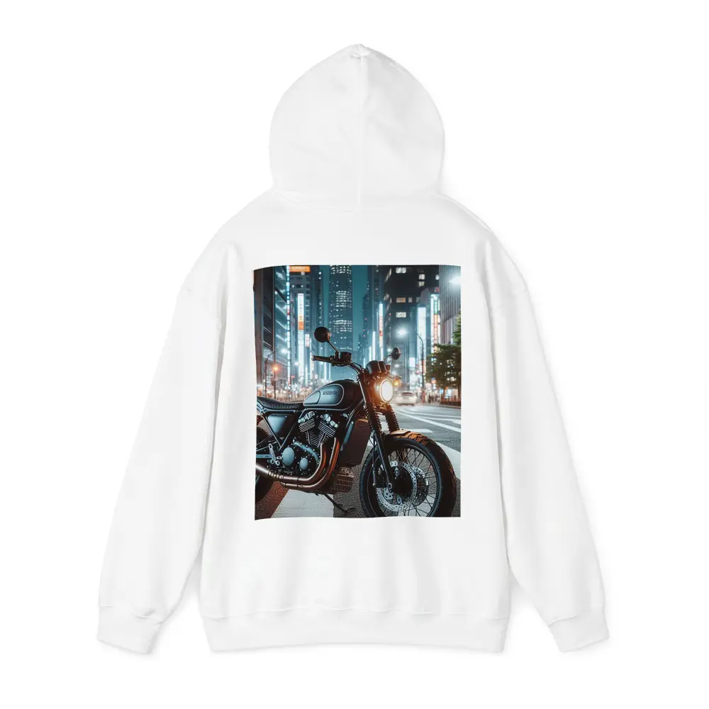 Cafe Racer Motorcycle Glowing City Night Street – Hoodies