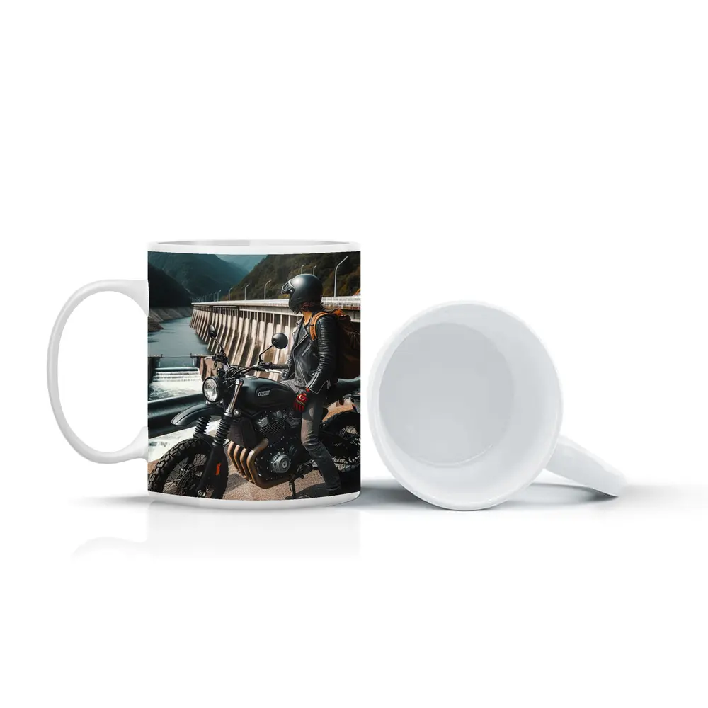 Scrambler Motorcycle Rider by Mountain Dam – Mugs